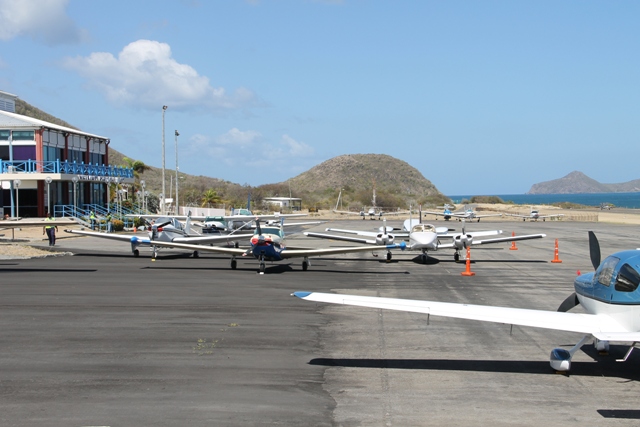 Aircrafts from the Aviation Connection’s the Governor General’s Cup 2014 Caribbean Air Rally at the Vance W. Amory International Airport on April 08, 2014